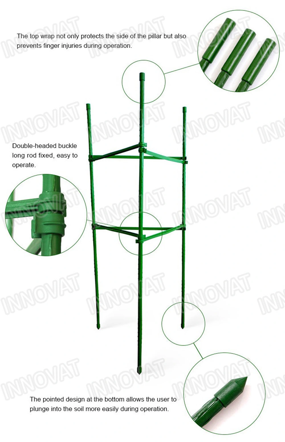 New Plastic Garden Stake Steel Foldable Plant Support Climbing Flowers Cages Assembled Garden Tomato Cages