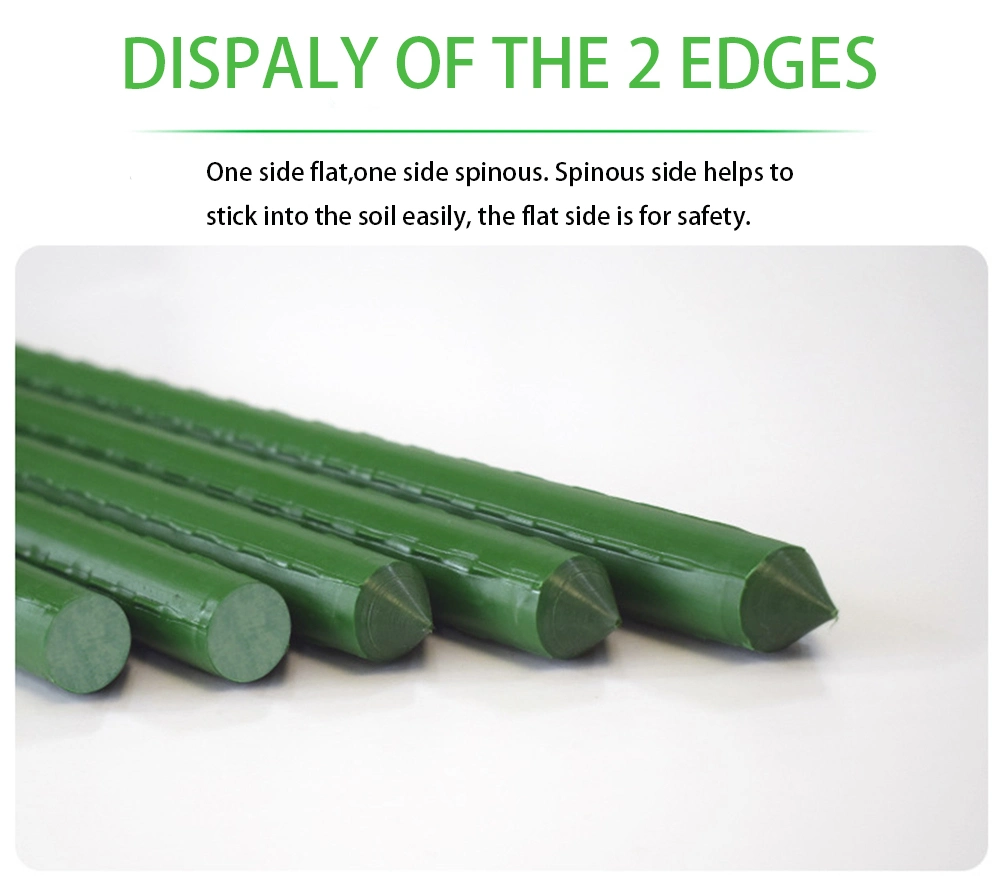 Durable Garden Steel Core Plastic Coated Metal Tomato Stakes Support Sturdy Green Plant Sticks